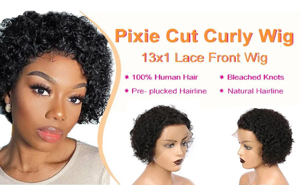 Burgundy Pixie Cut Curly Kinky 6 Inches Stretched Length 13X1 Lace Glueless Short Long Raw Human Hair Frontal Wig Wholesale