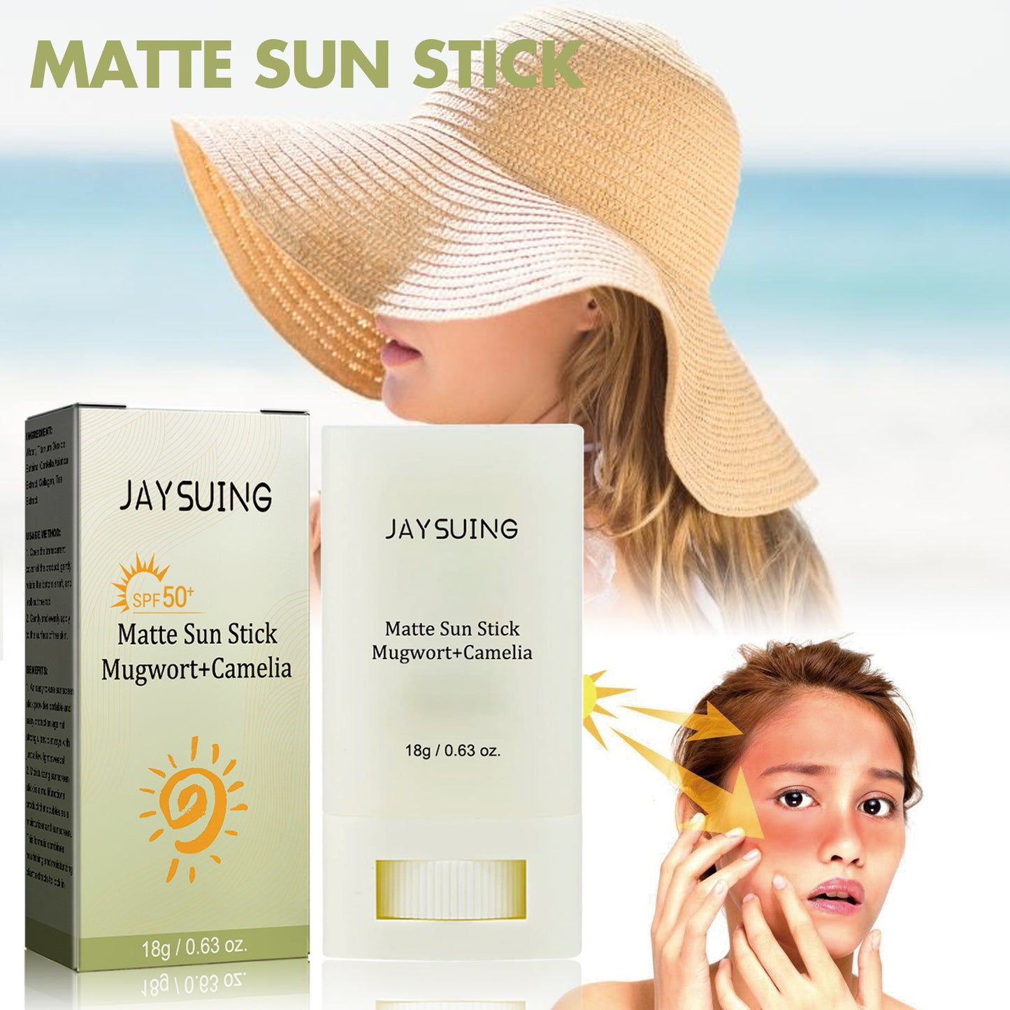 Jaysuing Matte Protective Stick UV Protection Moisturizing Repair Whitening Skin Summer Refreshing Skincare Cream