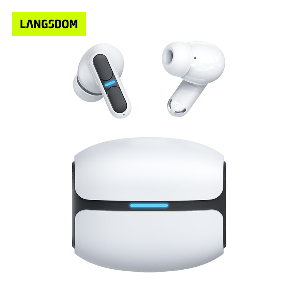 Langsdom Gaming Headset Bluetooth Earphone With Mic Bass Audio Stereo HiFi TWS True Wireless Earbuds Sports LED Headphones