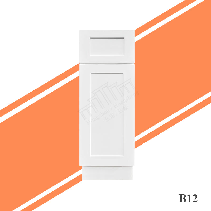 White Shaker B12 W12" *H34 1/2" * D24" Single Door Base Kitchen Cabinet RTA Kitchen Cabinet - Quick Delivery From U.S. Inventory