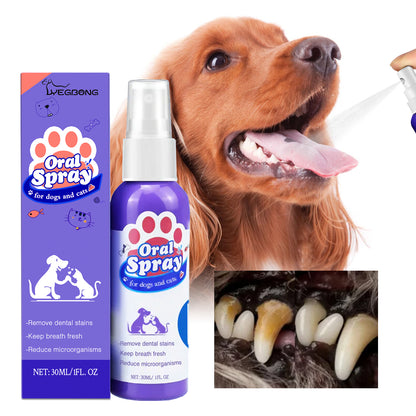 Yegbong Cat and Dog Teeth Cleaning Spray Stain Removal Fresh Breath Pet Oral Care Spray