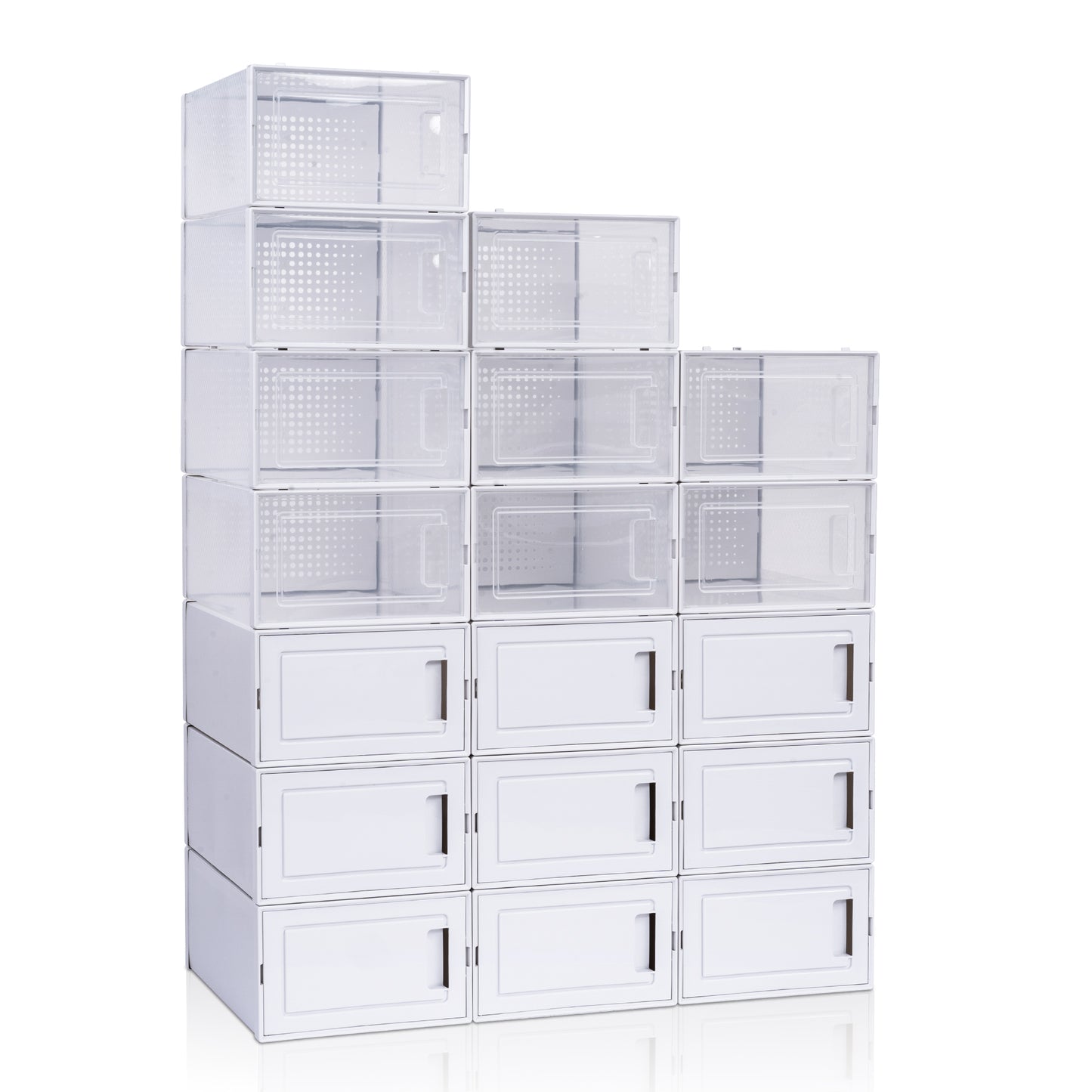 Pack of 18PCS Moisture-Proof and Dust-Proof Simplicity White Plastic Transparent Thickened Shoe Storage Boxes