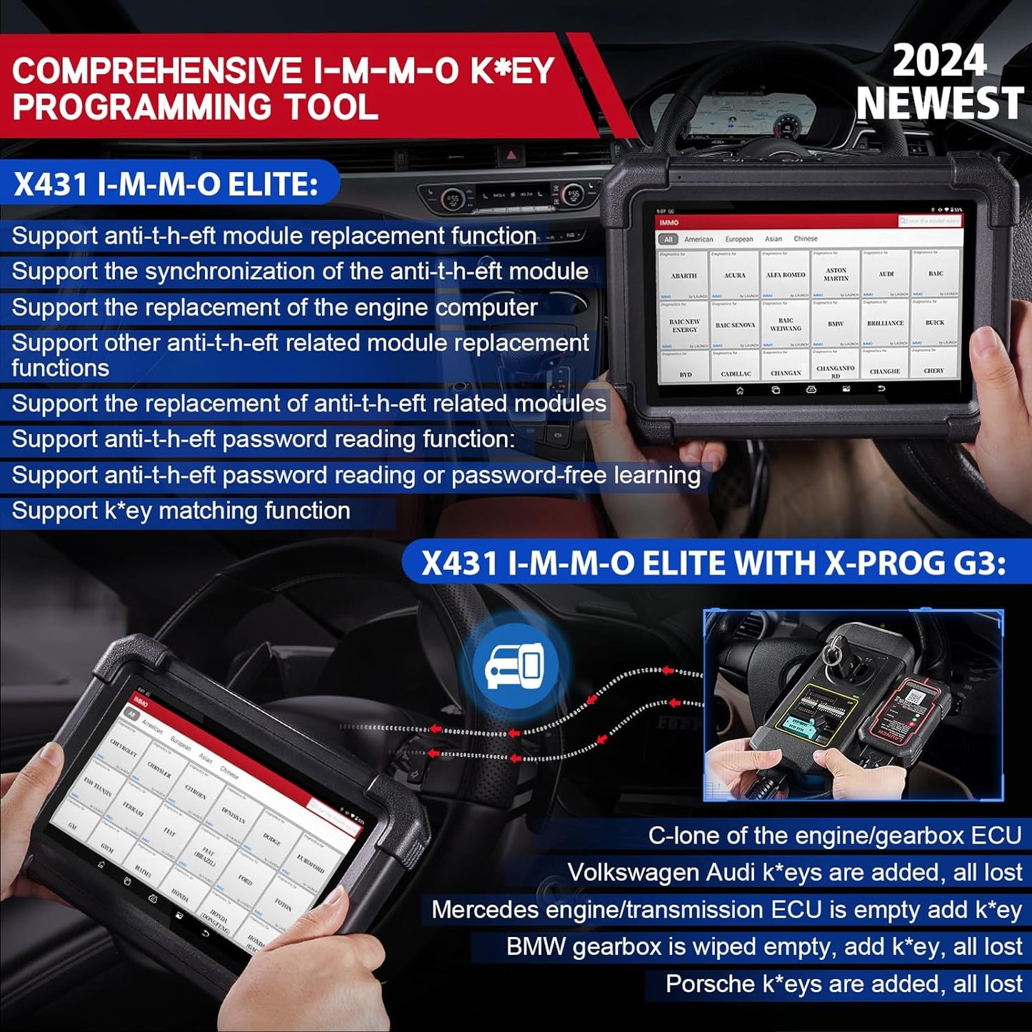 LAUNCH X431 IMMO Elite Programming Tool With 2 Years Update All Systems Bi-Directional Control Diagnostic Tool 39+ Services