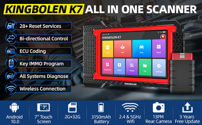 KINGBOLEN K7 Bidirectional 3-Year Update 28+ Reset Service ECU Coding  All System Diagnostic Tool PK THINKSCAN MAX 2