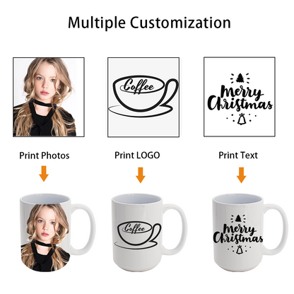 Free Shipping USA Warehouse Personalized 15 oz Large White Coffee Mugs Sublimation Ceramic Mug 15oz Blanks