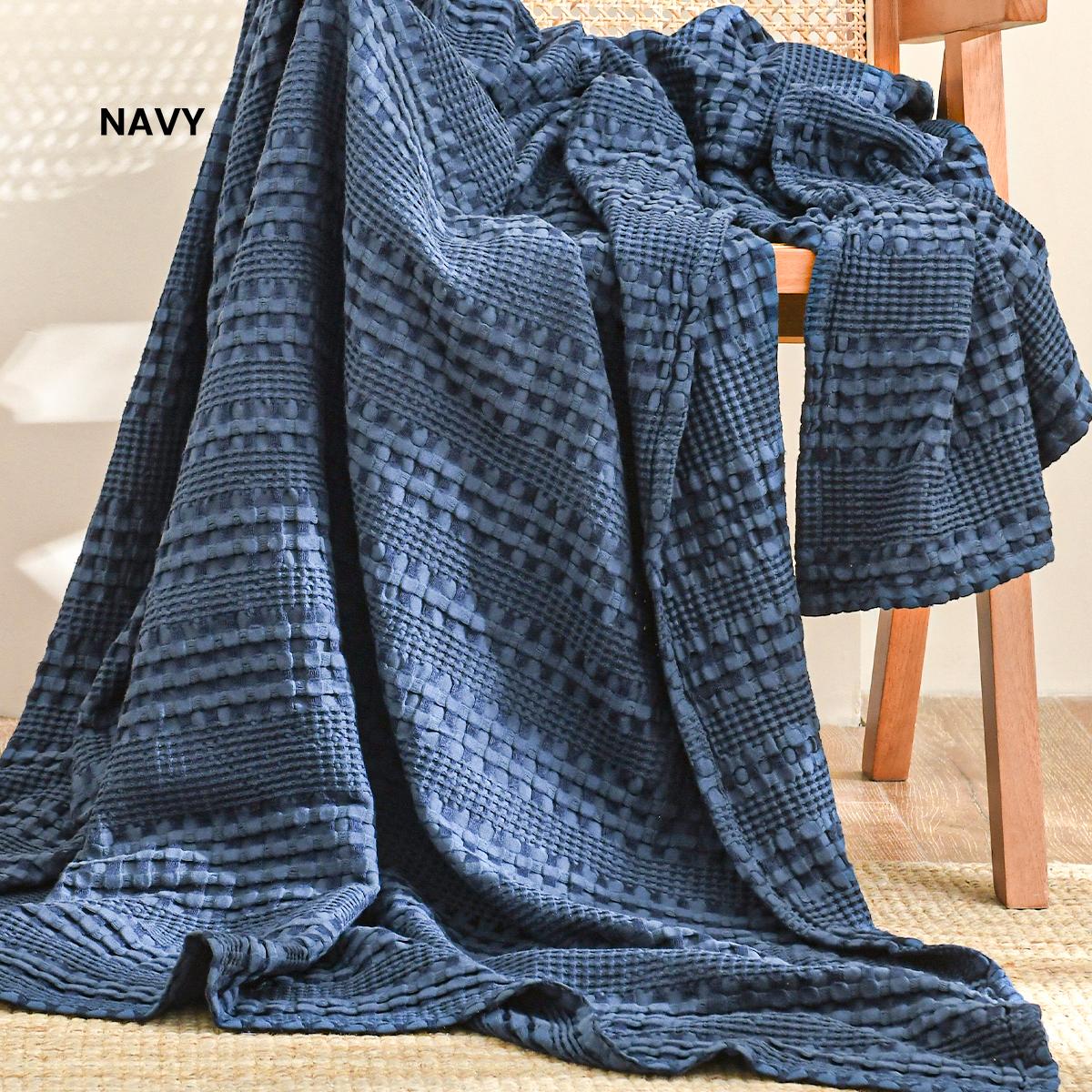 1 Pc Cooling Bamboo and Cotton Waffle Blanket - Lightweight Breathable Blanket for Hot Sleepers