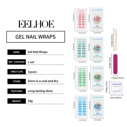 EELHOE Soft Gel Nail Stickers Set Nail Semi-Baked Nail Paper Fresh Flash Simple Style Soft Nail Sticker