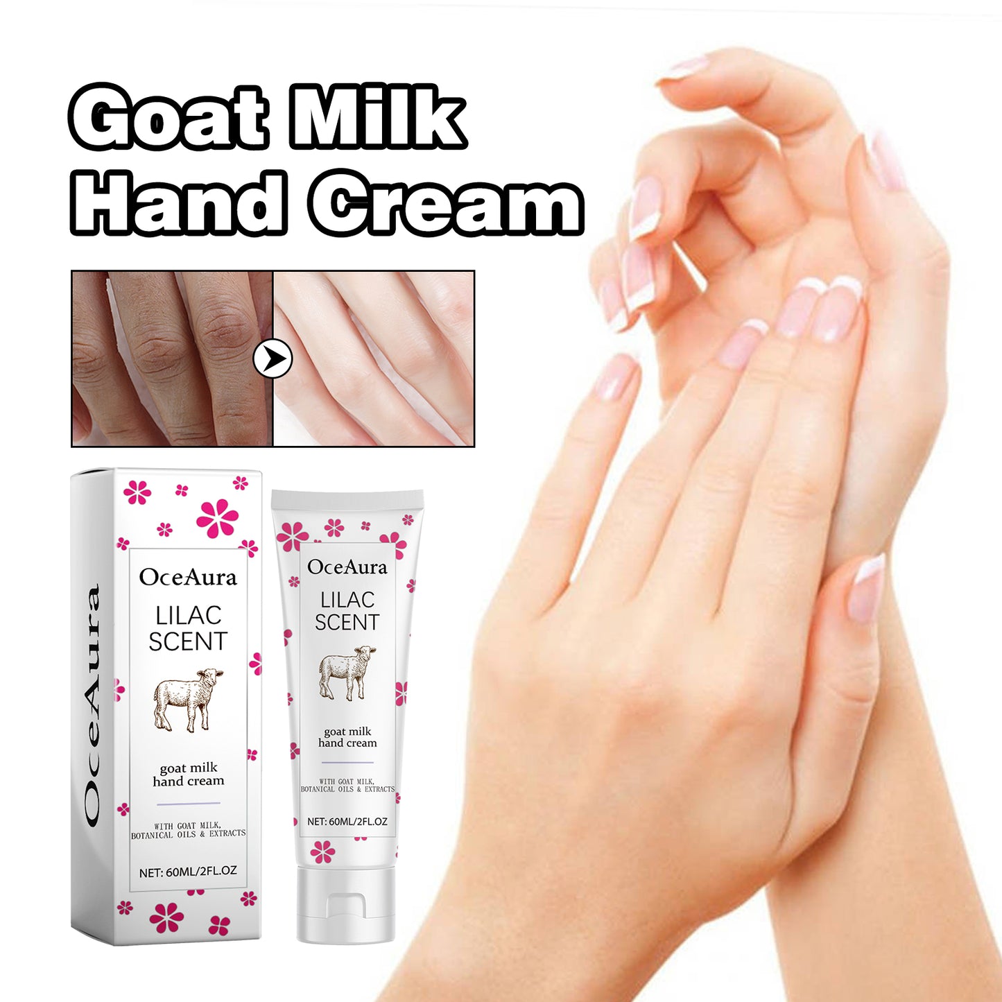 OceAura Goat Hand Cream Anti-Dryness Anti-Freeze Moisturizing Hand Cream Refreshing Non-Sticky Hydrating Hand Lotion