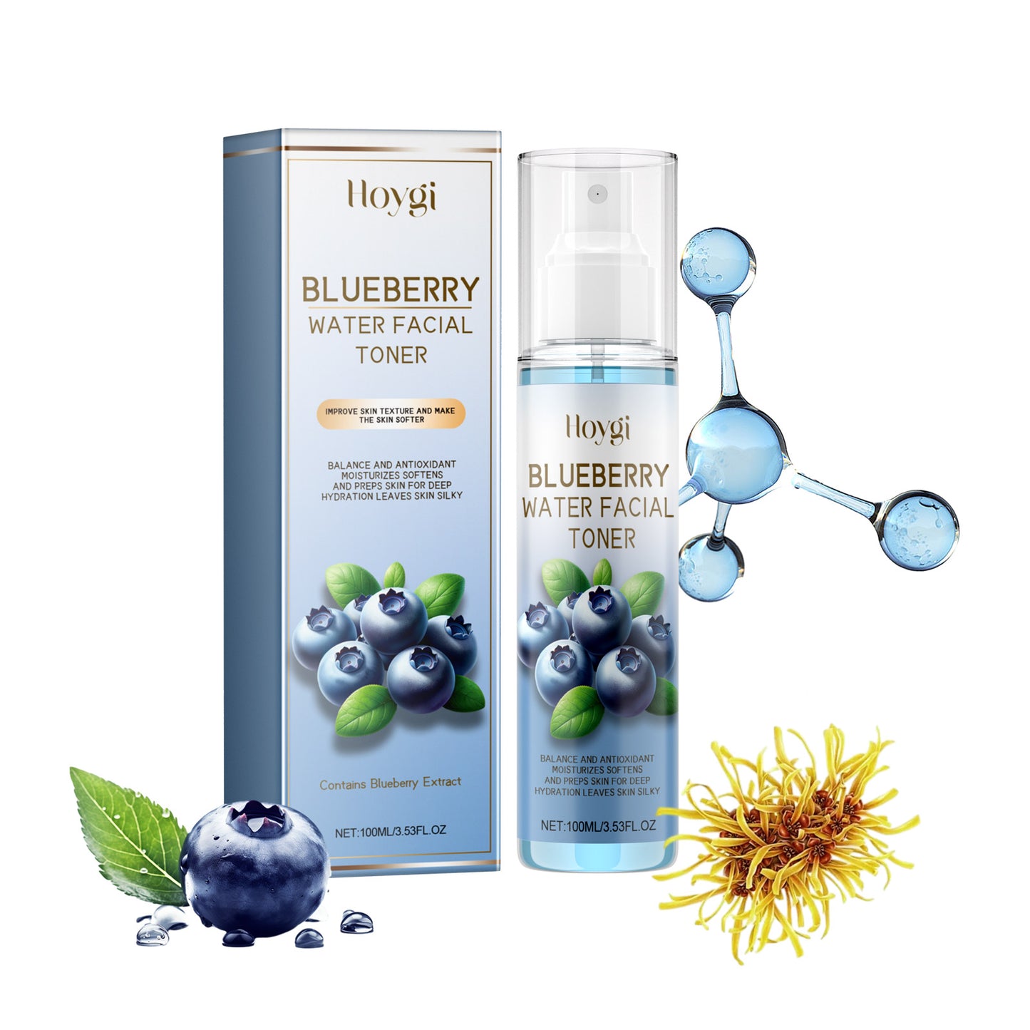 HOYGI Blueberry Facial Care Facial Skin Deep Cleansing Anti Wrinkle Skin Care Essence Skin Beautifying Brightening Face Cream