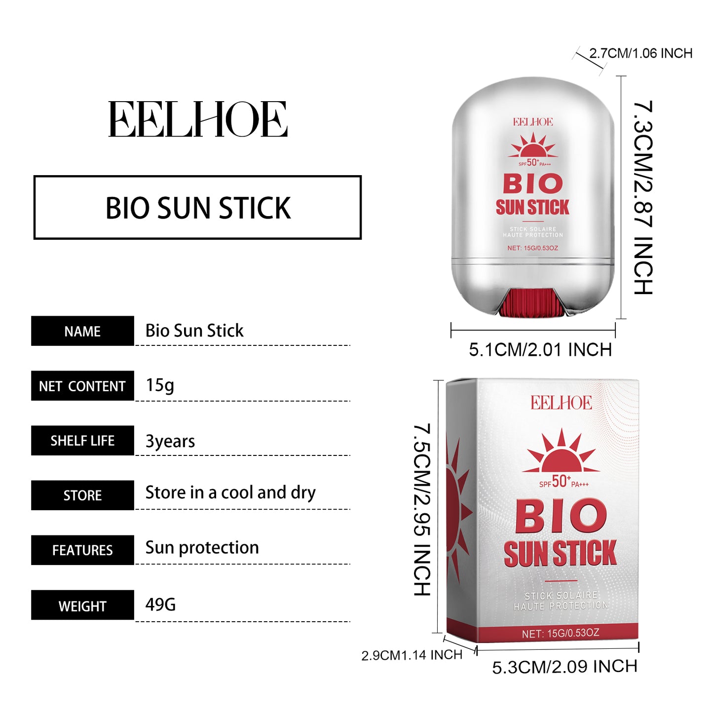 EELHOE Protective Stick Summer Outdoor Sunburn Skin Protection SPF50Body Skin Moisturizing Care Stick