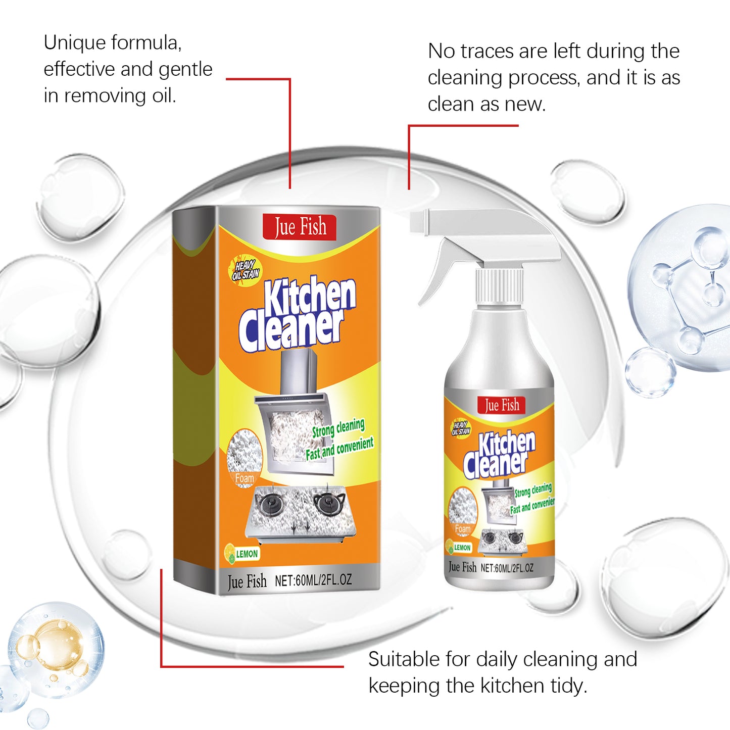 Jue-Fish Kitchen Foam Cleaner Household Kitchen Range Hood Heavy Grease Foam Cleaner Oil Stain Remover