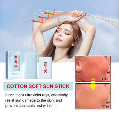 OUHOE Soft Cotton Protective Stick Summer Outdoor UV Protection Moisturizing Refreshing Non-Sticky Comfortable Skin Feel