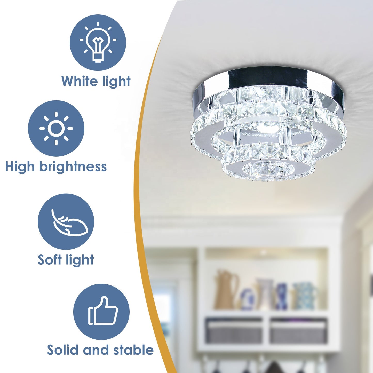 Exquisite White Modern LED Ceiling Light Double-Layer Crystal for Living Room Kitchen Bedroom-Pendant Chandelier