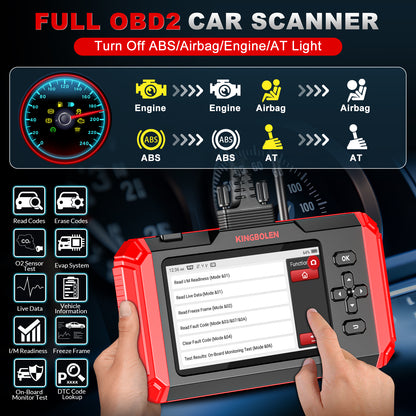 Kingbolen S500 OBD2 Diagnostic Scanner 4 System Automotive Scan Tool With 6 Resets Lifetime Free Update