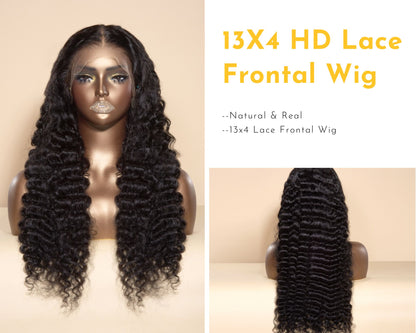 13x4 Preplucked Invisible Skin Melt Swiss HD Lace Front Wig Frontal Long Straight Black Women's Bleached Knots Wigs