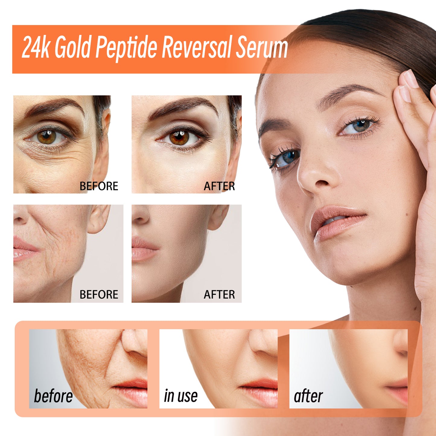 Hoygi 24K Gold Peptide Reverse Essence Moisturizing Anti-Wrinkle Firming Anti-Aging Essence