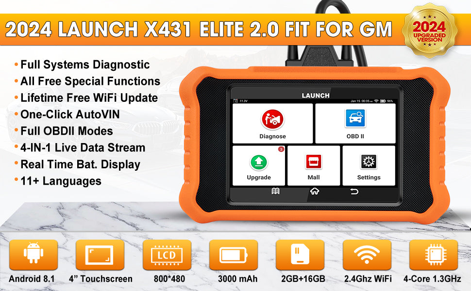 Launch CRE Creader Elite 2.0 for GM Bi-Directional Scan Tool All Resets Service Code Reader Fit for Buick/Chevrolet/Cadillac/GMC