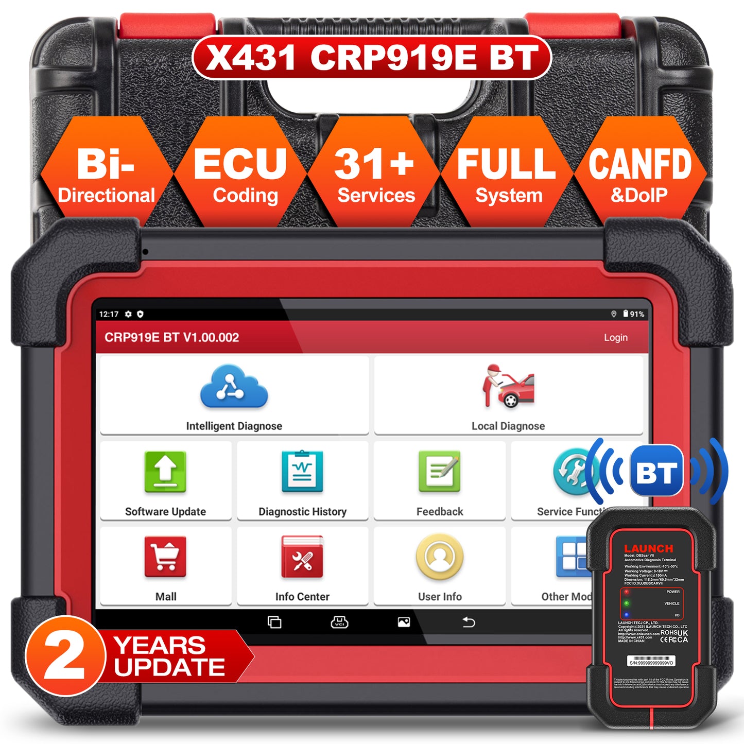 2025 New Arrival Launch CRP919E-BT-Europe Wireless Bidirectional Vehicle Diagnostic Scan Tool OBD2 EOBD Code Reader