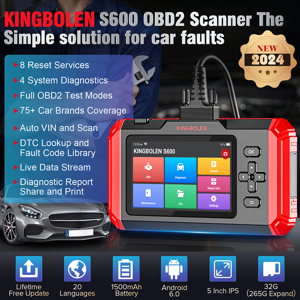 Kingbolen S600 Auto Scanner OBD2 Diagnostic Tool for All Cars With 8 Resets As CRP123X