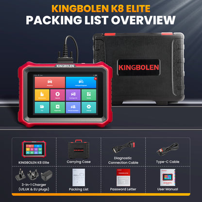 Kingbolen K8 Elite Full System OBD2 Scanner Car Diagnostic Tool Machine 28 Resets ECU Coding As  X431 PROS ELITE