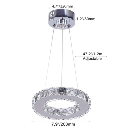 Modern LED Pendant Lighting Mini Chandeliers E26 Chrome Ring Flush Mount Ceiling Light Fixture for Living Room Kitchen Island