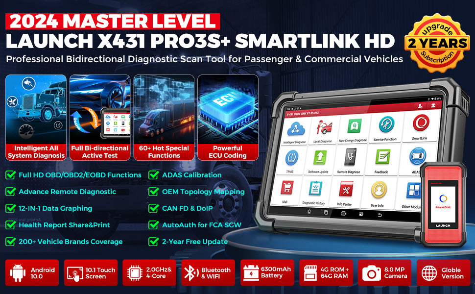 X431 PRO3S+ SmartLink HD 12V Car 24V Truck All System Diagnostic Tool  Heavy Duty Bi-directional Full Reset Auto Scanner