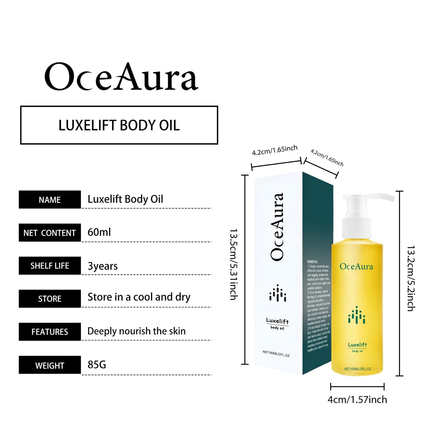 OCEAURA Body Skin Care Oil Skin Hydrating Moisturizing Refreshing Skincare Firming Care Oil