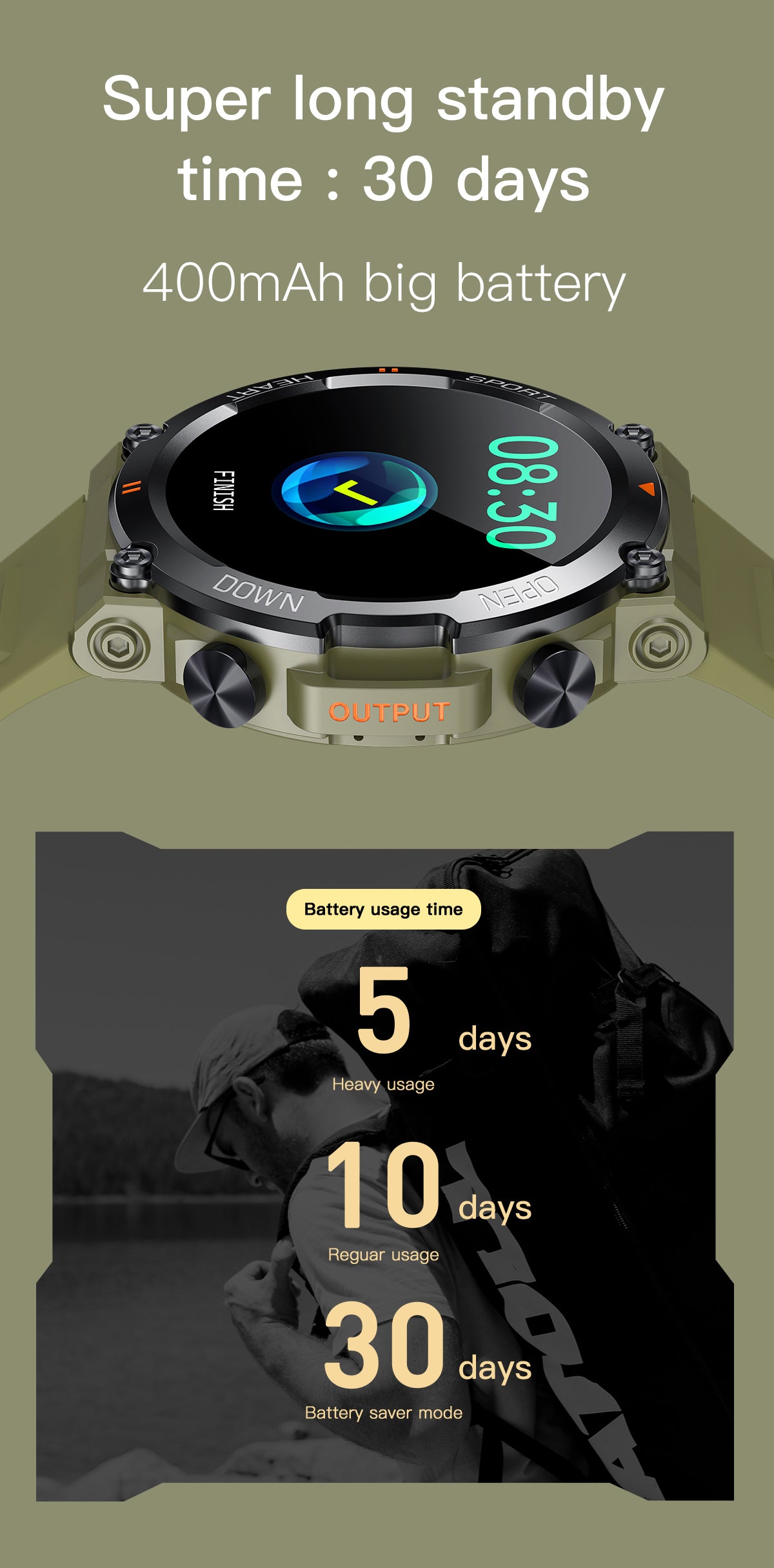 SENBONO K56PRO New Outdoor Sports Smart Watch Men Round 1.39inch Big Screen Custom Dial Answer Call 400mAh Men Smartwatch Woman