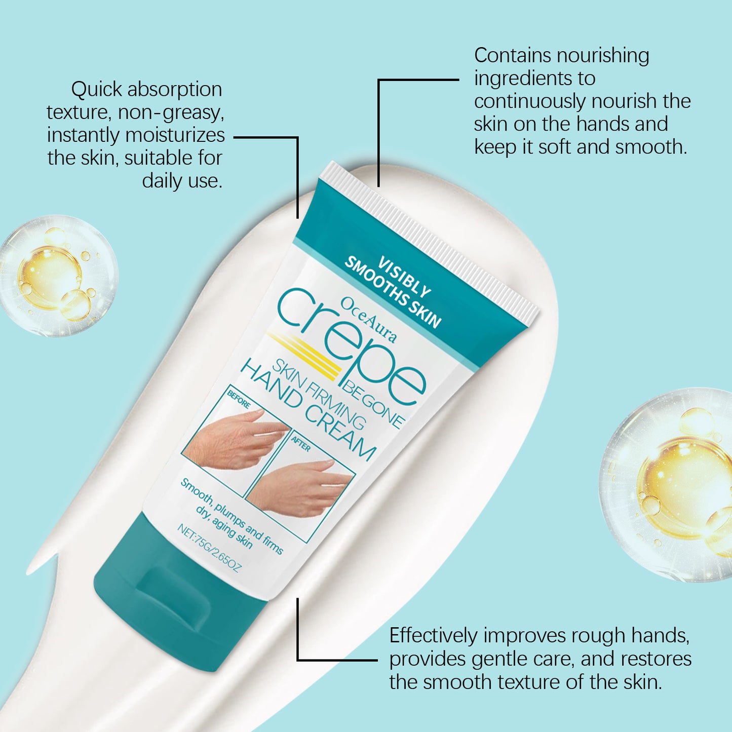 OceAura Skin Tightening Hand Cream Moisturizing Nourishing Collagen Firming Brightening Hand Skin Care Cream