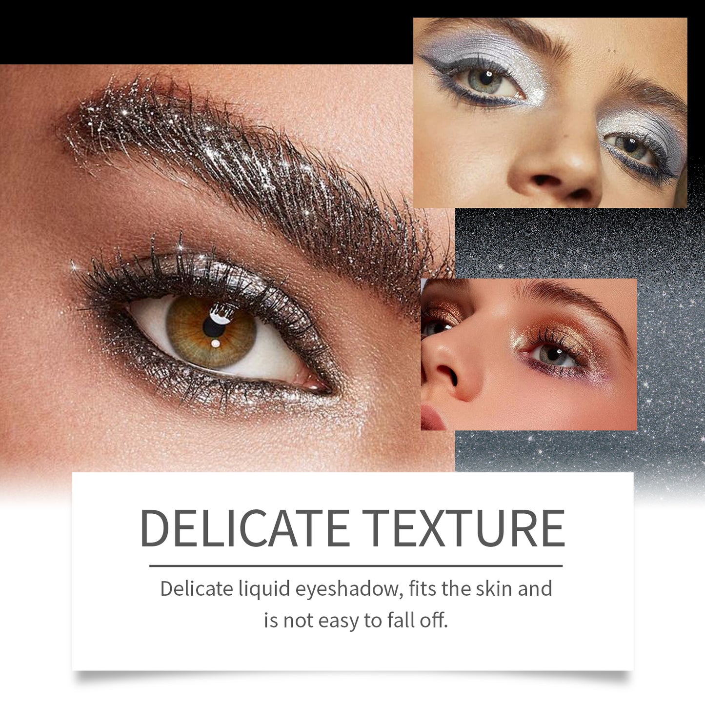 Eelhope Glitter Eye Shadow Natural Color Rendering Makeup Easy to Apply Daily Makeup Long-lasting Shiny Eyeshadow