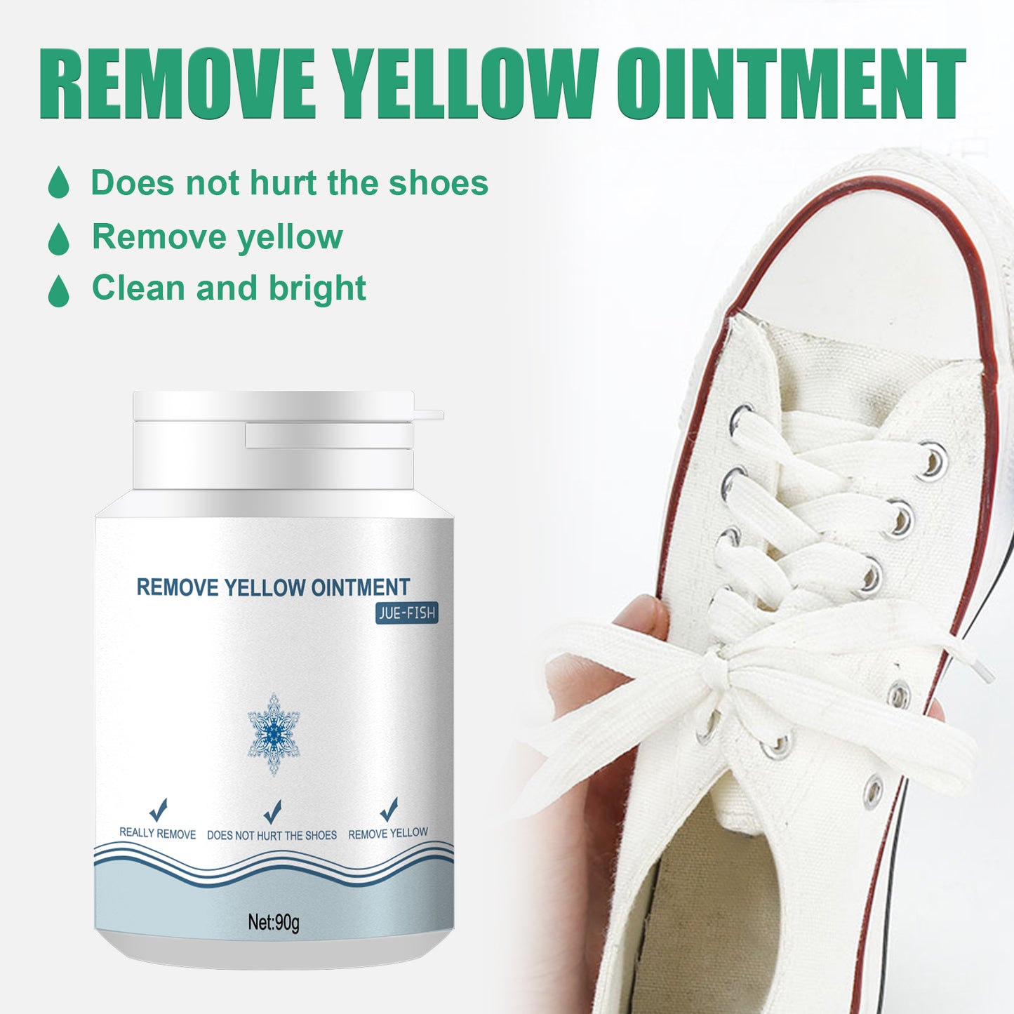 Jue-Fish Shoe Stain Removal Gel Deoxidizing Cleaning Stain Yellow Edge No-Wash Gel for White Shoes