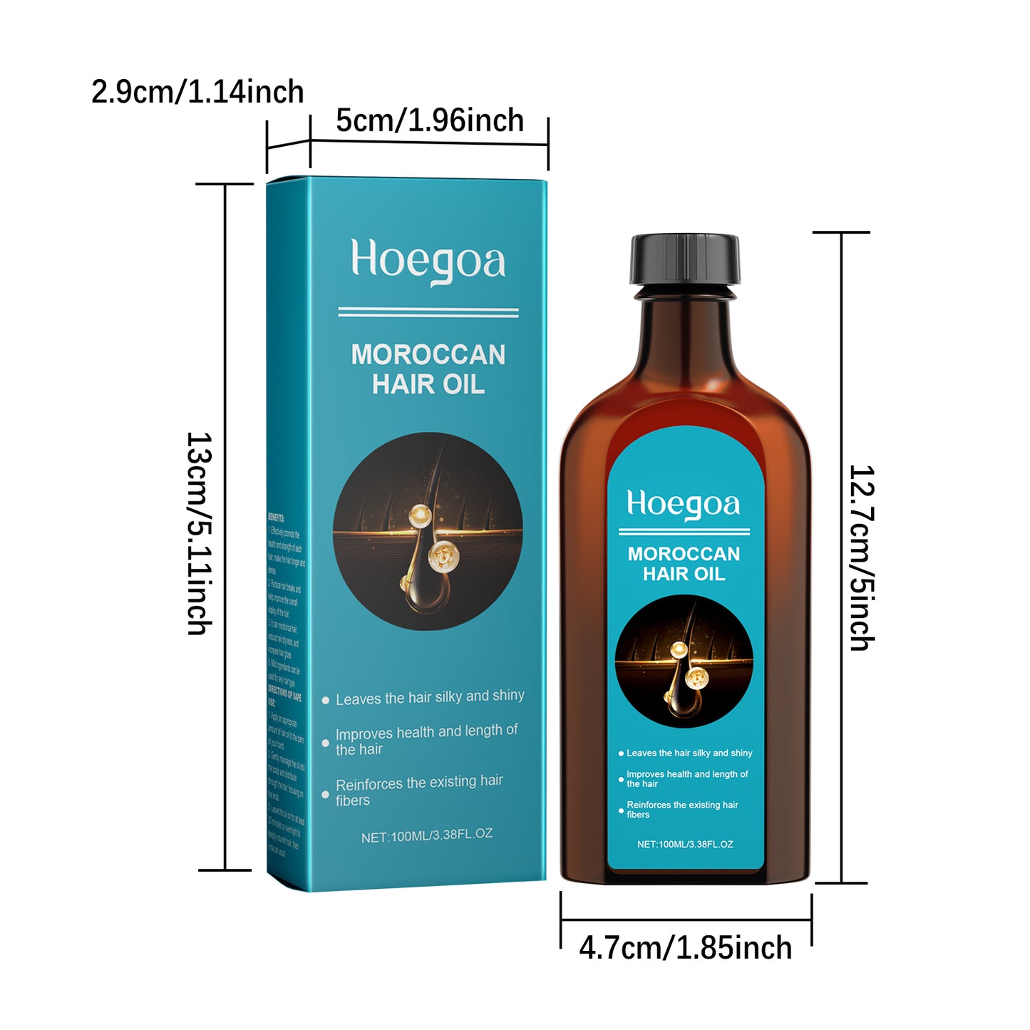 Hoegoa Morocco Hair Care Essential Oil Leave-in Hair Serum Repair Split Ends Dry Frizzy Lightweight Fragrance Non-greasy