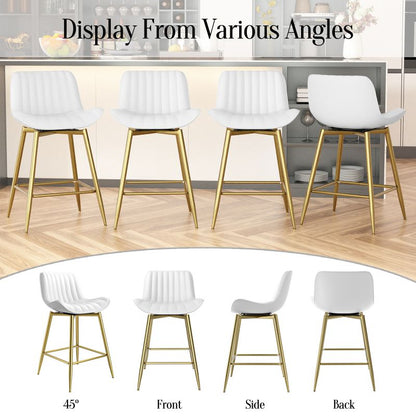 Vintage Luxury Modern Brown Metal Bar Stools with PU Leather Fabric for Home Kitchen Dining Hotel Nordic Style Nightclubs