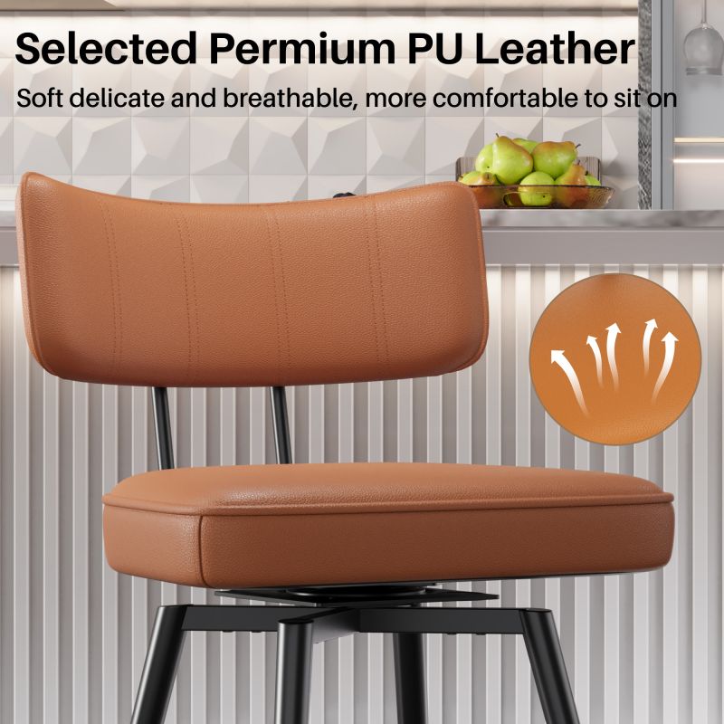 Vintage Industrial Genuine Leather Seat Ottomans High Bar Cafe Restaurant Canteen Dining Lounge Bedroom Hotel Kitchen Leisure