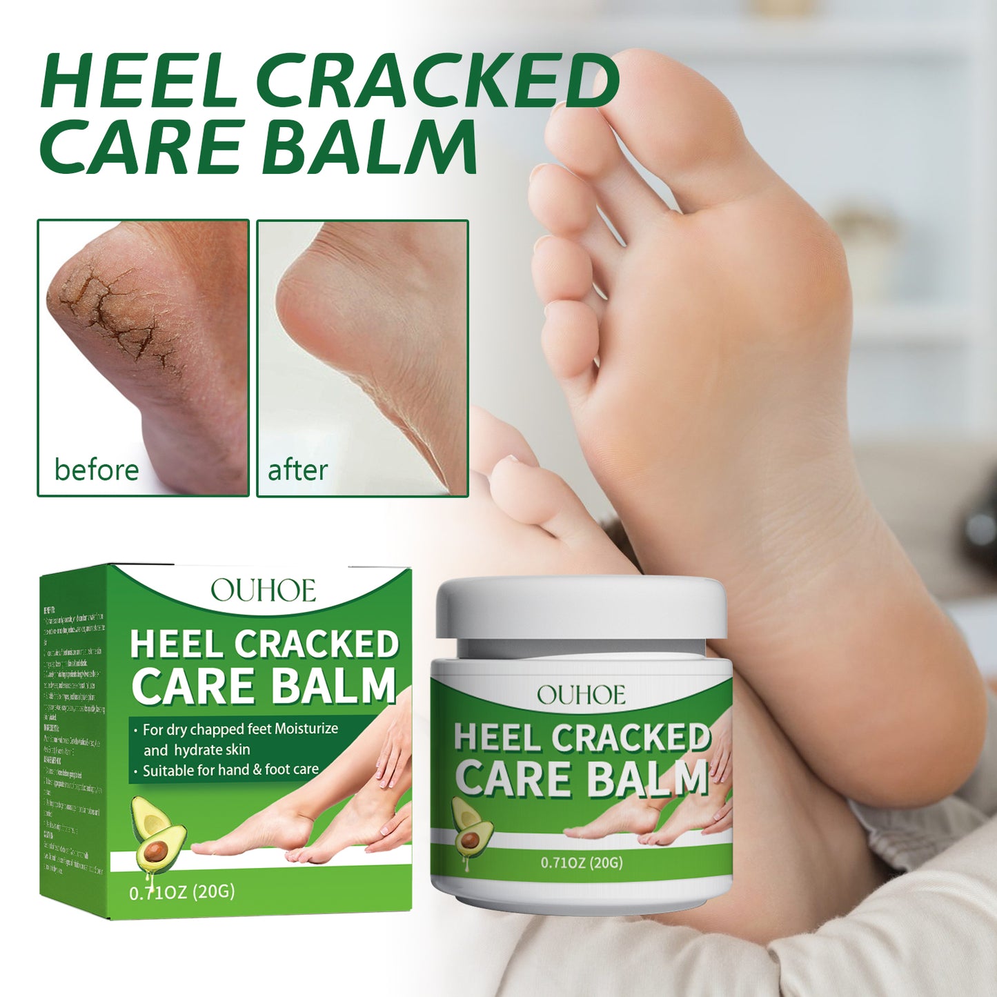 OUHOE Heel Crack Care Cream Heel Repair Anti-Cracking Moisturizing Foot Care Cream