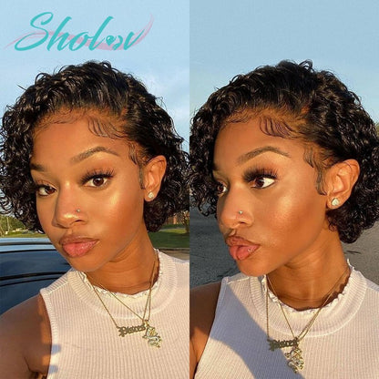 Brazilian Pixie Cut Wig Human Hair 13X1 Short Curly Lace Front Wigs Human Hair Short Curly Wigs for Black Women Human Hair