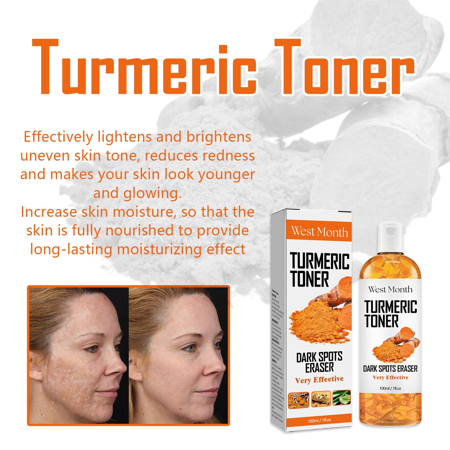 West&Month Blackhead Removal Turmeric Toner Deep Hydrating Firming Moisturizing Facial Skin Toner