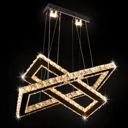 Modern Dimmable Atmoseric LED Crystal DIY Chandelier 2-Rectangular Design Remote Control Hotel Apartment Living Ceiling Lights