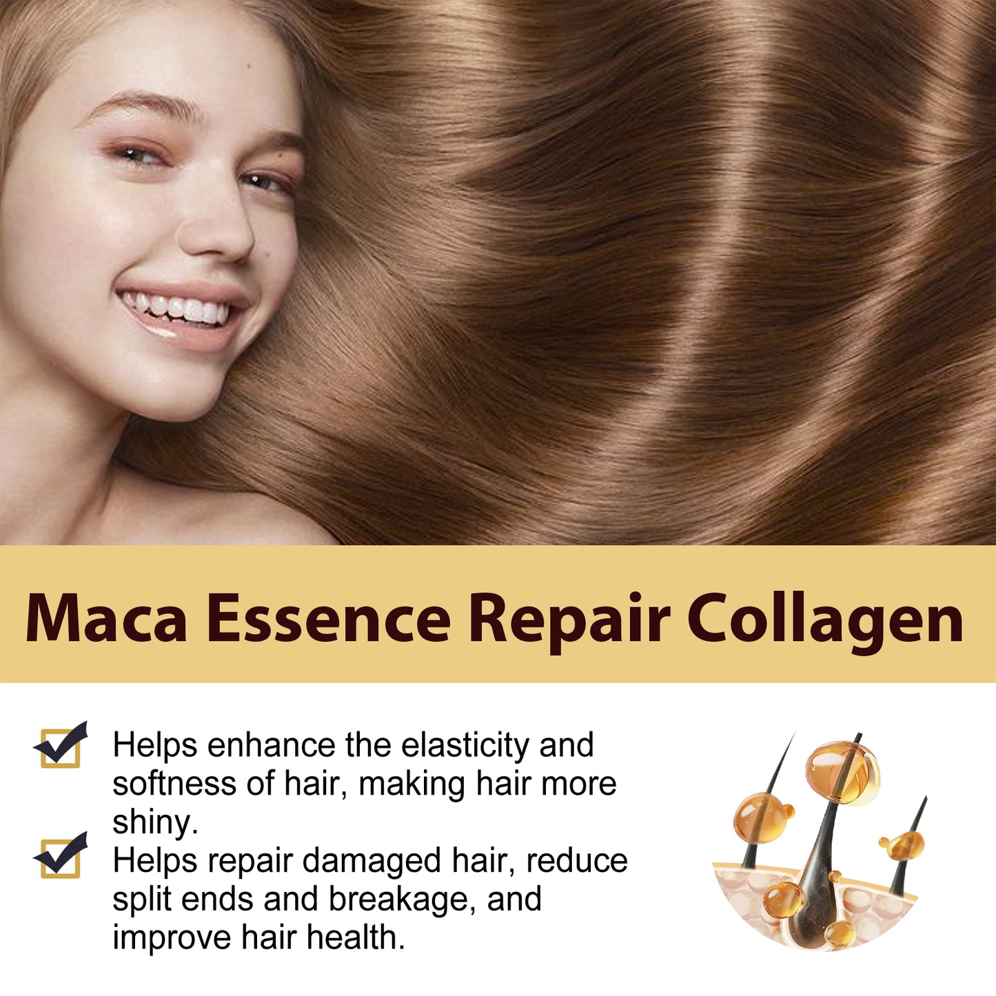 EELHOE Collagen Shampoo Repair damaged hair, reduce split ends, deep clean, smooth and shiny