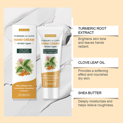 West&Month Turmeric Clove Oil Hand Cream Gentle Moisturizing Hydrating Hand Cream for Dry Hands Winter Hand Care Cream