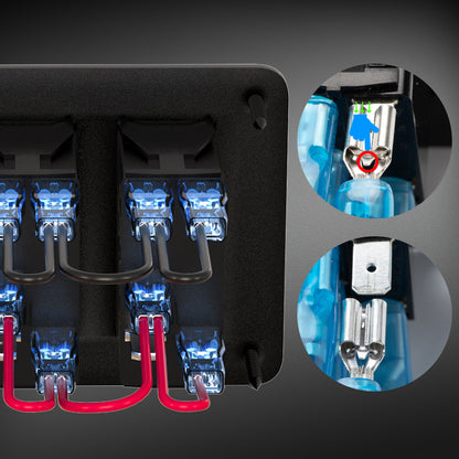 12V 20A on OFF Latching Dual Blue LED 3 Pins Panel Mount 3 Gang Marine Rocker Switch Panel  With Sticker and Wire Lead