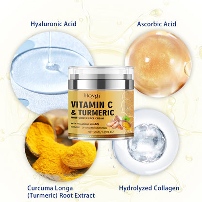 Hoygi Turmeric Collagen Face Cream Anti-Wrinkle Face Cream for Reducing Fine Lines, Brightening Skin, Firming, and Whitening Facial Skin