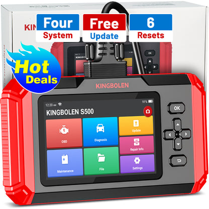 Kingbolen S500 OBD2 Diagnostic Scanner 4 System Automotive Scan Tool With 6 Resets Lifetime Free Update