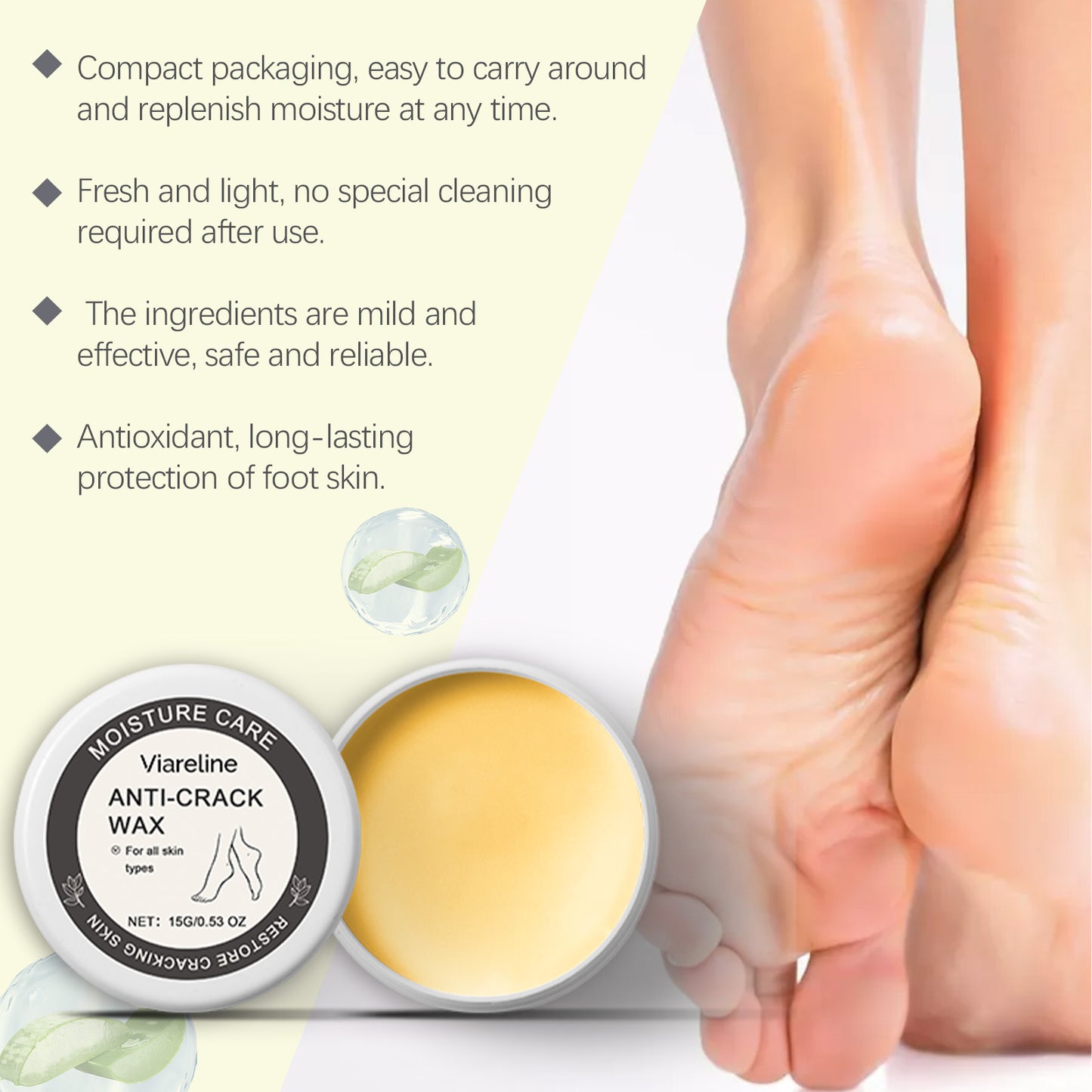 Viareline Foot Care Wax Exfoliating Anti-Dryness Moisturizing Hydrating Smooth Foot Skin Care Wax