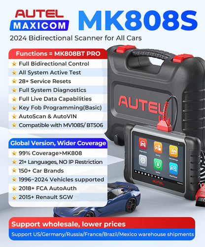 Original autel Maxicom Mk808s Mk808 808 Same Mp808 Mx808 Obd2 Car Diagnostic Tool Diagnosis Machine for All Cars Scanner