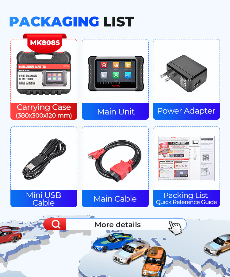 Original autel Maxicom Mk808s Mk808 808 Same Mp808 Mx808 Obd2 Car Diagnostic Tool Diagnosis Machine for All Cars Scanner