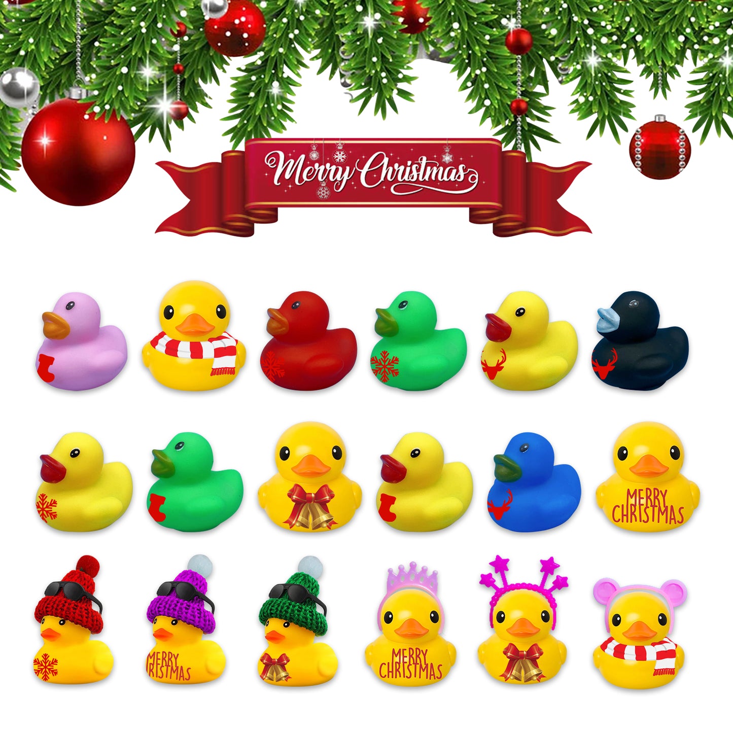 Dowmoo Christmas Rubber Duck Advent Calendar Christmas Rubber Duck Toy Blind Box24Creative Toys