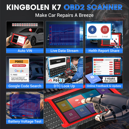 KINGBOLEN K7 OBD2 Scanner Bidirectional Diagnostic Tool 3-Year Update 28+ Reset Service ECU Coding  All System THINKSCAN MAX 2