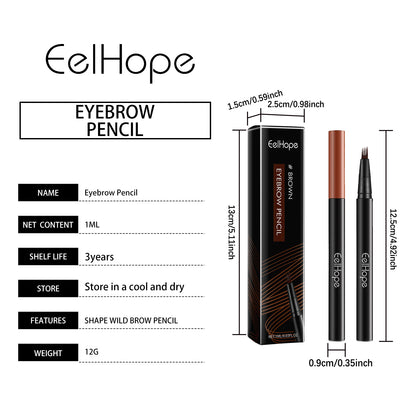 EELHOPE Four-pronged eyebrow pencil Wild Eyebrow Shaping Pencil, Easy to Use, Smudge-proof, Natural and Precise Eyebrow Shaping