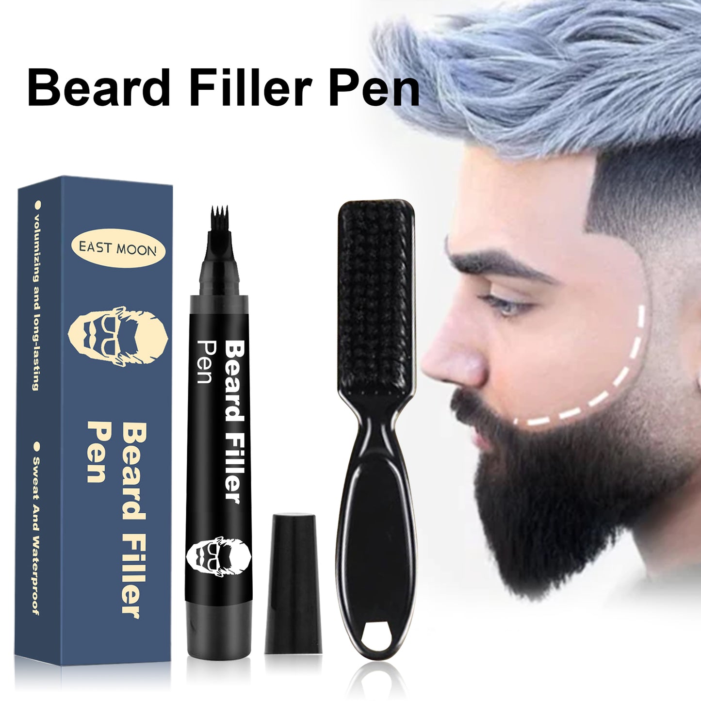 East Moon Beard Filling Pen Detachable Easy-to-Use Filling Pen for Easily Creating Thick Beard and Hairline